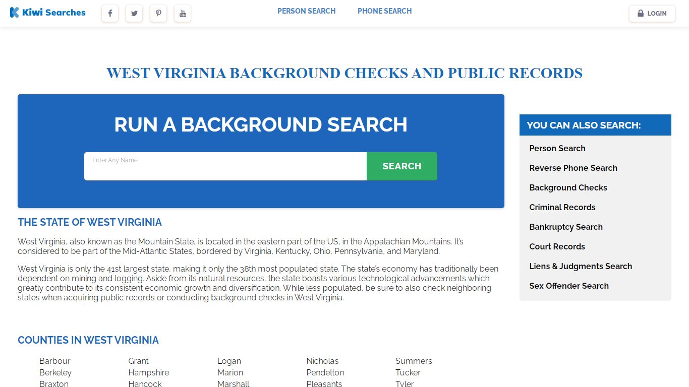 West Virginia Background Checks and Public Records | Kiwi ...